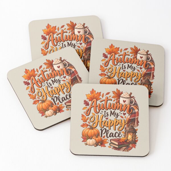 Item preview, Autumn Is My Happy Place – Cozy Fall Pumpkin & Coffee Design designed and sold by blankTeeShirt.