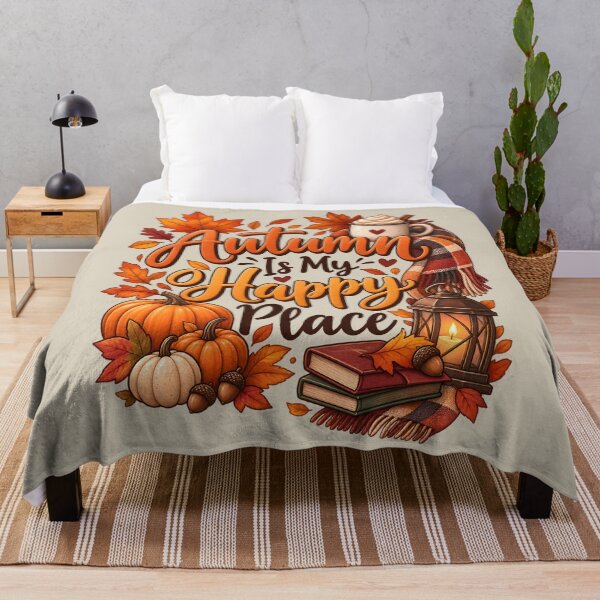 Item preview, Autumn Is My Happy Place – Cozy Fall Pumpkin & Coffee Design designed and sold by blankTeeShirt.
