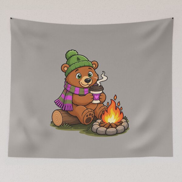 Item preview, Cozy Campfire Bear – Coffee & Camping designed and sold by Aimetoi.