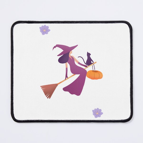 Item preview, Cute Witch Flying with Cat, Pumpkin, and Floral Accents designed and sold by KristinaArts.