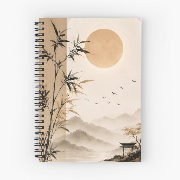 Item preview, Minimalist Japanese Bamboo Sun Pagoda Beige Zen Landscape designed and sold by LYAN-STORE.