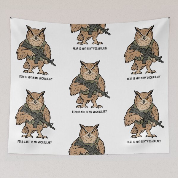 Item preview, Tactical Owl Fear Is Not In My Vocabulary Funny Military Bird Gun Humor designed and sold by raedattia.