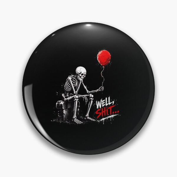 Item preview, Skeleton With Red Balloon Well Shit Funny Graphic Tee designed and sold by leocreatives.