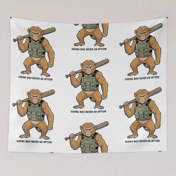 Item preview, Tactical Monkey Hiding Was Never An Option Funny Ape Combat Baseball Bat Humor designed and sold by raedattia.