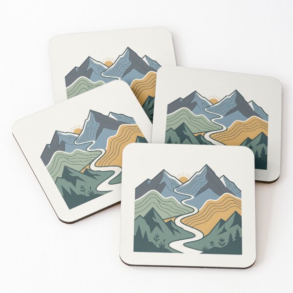 Item preview, Retro Winding Mountain River Landscape Aesthetic Nature Art designed and sold by MCV-Designs.