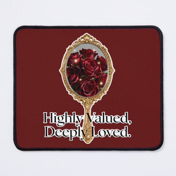 Item preview, Self Worth Self Affirmation Quotes - Highly Valued Deeply Loved, Vintage Gold Mirror Red Roses Self Love designed and sold by Ideeplyfeltit.