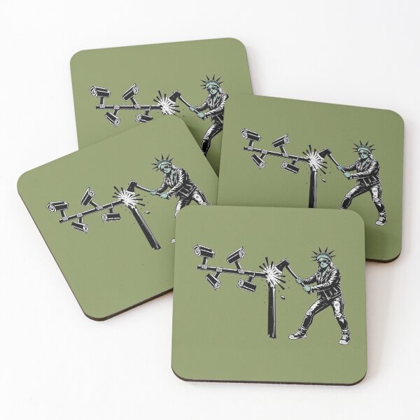 Item preview, Punk Statue of Liberty Smashes Surveillance Cameras – Privacy Protest designed and sold by KungPowUnicorn.