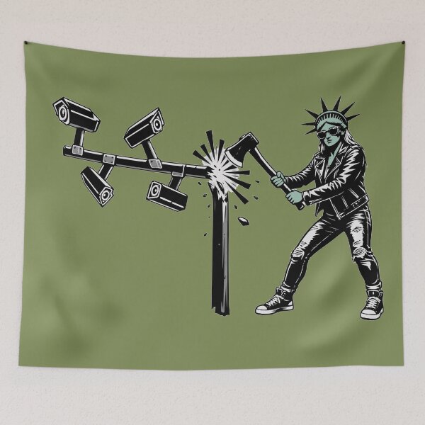 Item preview, Punk Statue of Liberty Smashes Surveillance Cameras – Privacy Protest designed and sold by KungPowUnicorn.