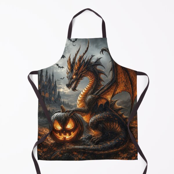 Item preview, Halloween Black Dragon with Pumpkin – Gothic Castle Fantasy designed and sold by DrakariArt.