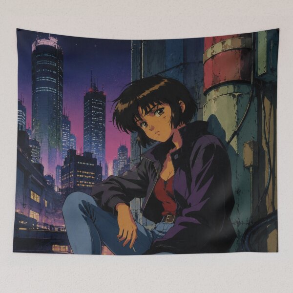 Item preview, Retro Cyberpunk Anime Rooftop Rebel designed and sold by bapupa.