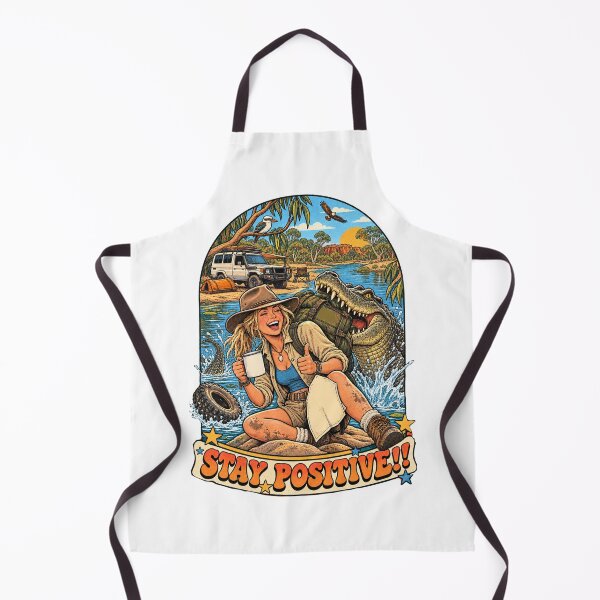 Item preview, STAY POSITIVE! Funny Outback 4x4 Camping Crocodile Adventure Retro 70s Australia designed and sold by Yellowriversss.