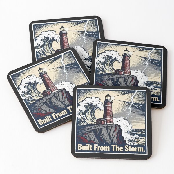 Item preview, Build Your Own legacy - Self Made, Built From The Storm – Vintage Woodcut Lighthouse Storm Resilience designed and sold by Ideeplyfeltit.