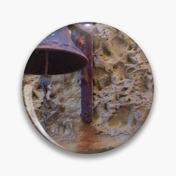 Item preview, Rusty Metal Bell Mounted On Weathered Stone Wall With Chain And Vintage Charm designed and sold by Nmallia.