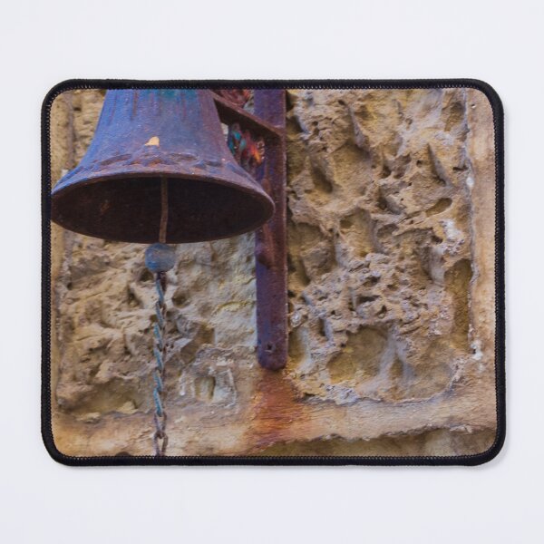 Item preview, Rusty Metal Bell Mounted On Weathered Stone Wall With Chain And Vintage Charm designed and sold by Nmallia.