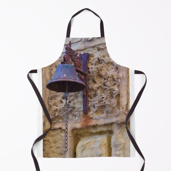 Item preview, Rusty Metal Bell Mounted On Weathered Stone Wall With Chain And Vintage Charm designed and sold by Nmallia.