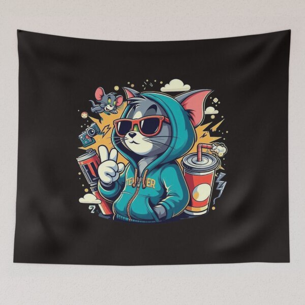 Item preview, Streetwear Cartoon Cat and Mouse Retro Design designed and sold by RajDeals.