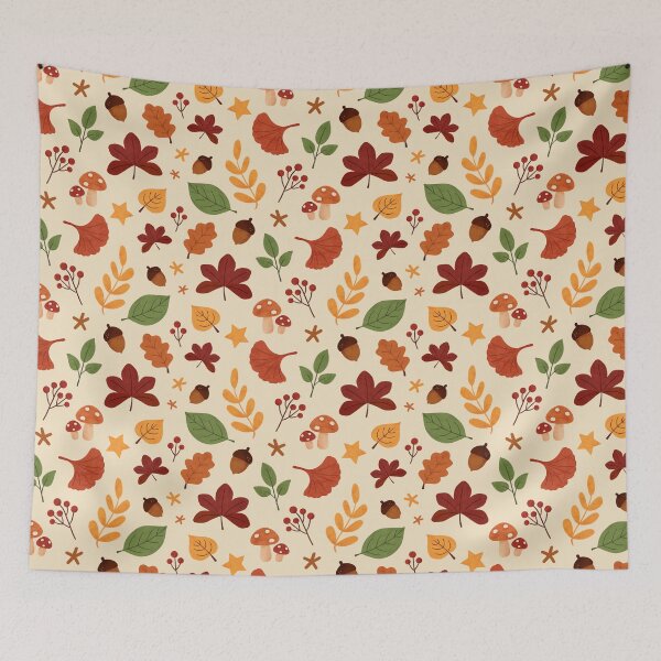 Item preview, Autumn pattern with leaves, mushrooms and acorns designed and sold by Irma Bonet.