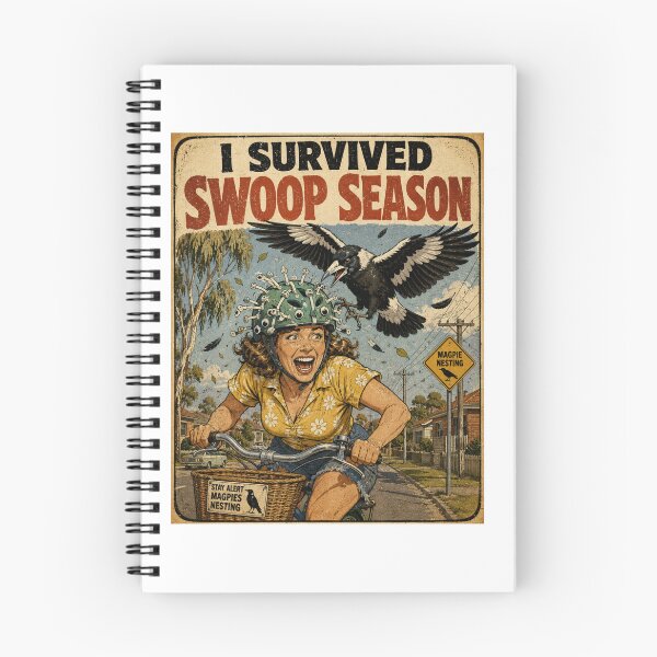 Item preview,  I SURVIVED SWOOP SEASON Funny Australian Magpie Cycling Helmet Retro Vintage designed and sold by Yellowriversss.