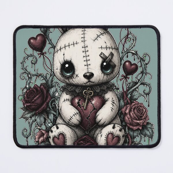 Item preview, Stitched Gothic Bunny | Creepy Cute Heart Doll Art designed and sold by Cute & Rotten.