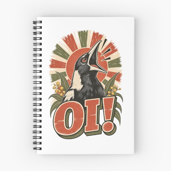 Item preview, OI! Funny Australian Magpie Scream Retro Wattle Vintage Aussie Slang Graphic designed and sold by Yellowriversss.