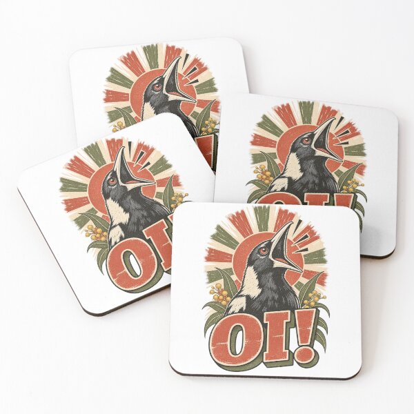 Item preview, OI! Funny Australian Magpie Scream Retro Wattle Vintage Aussie Slang Graphic designed and sold by Yellowriversss.
