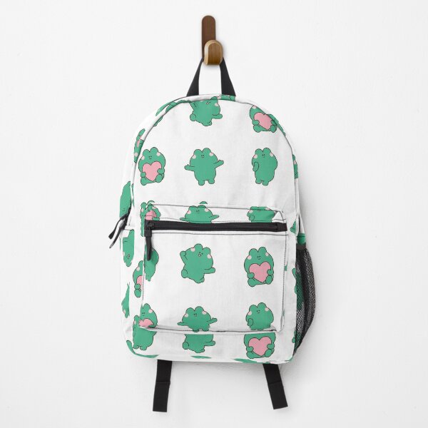 Item preview, Green Frog Holding Pink Heart – Cute Kawaii Cartoon designed and sold by Moffyuniverse.