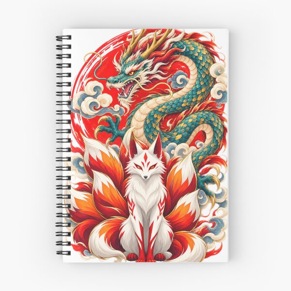 Item preview, Japanese Dragon & Nine-Tailed Kitsune – Mythical Guardian designed and sold by Suzaku Studio.