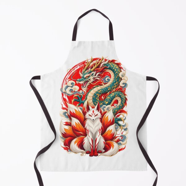 Item preview, Japanese Dragon & Nine-Tailed Kitsune – Mythical Guardian designed and sold by Suzaku Studio.