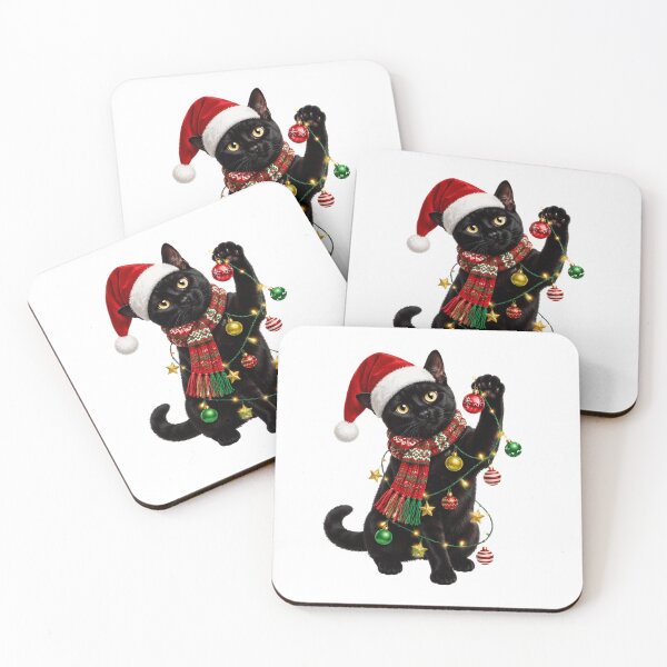 Item preview, Christmas Black Cat Holiday Cat designed and sold by Tanjaberto.