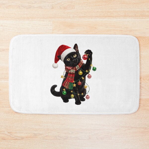 Item preview, Christmas Black Cat Holiday Cat designed and sold by Tanjaberto.