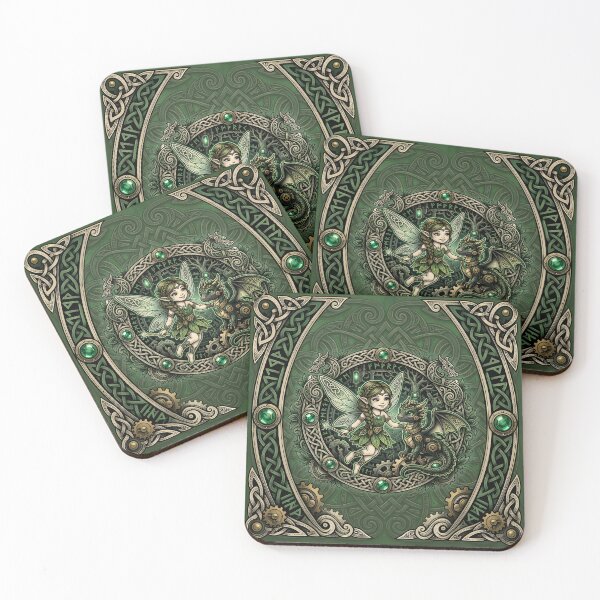Item preview, Celtic Emerald Fairy & Dragon – Enchanted Fantasy. designed and sold by nicky2342.