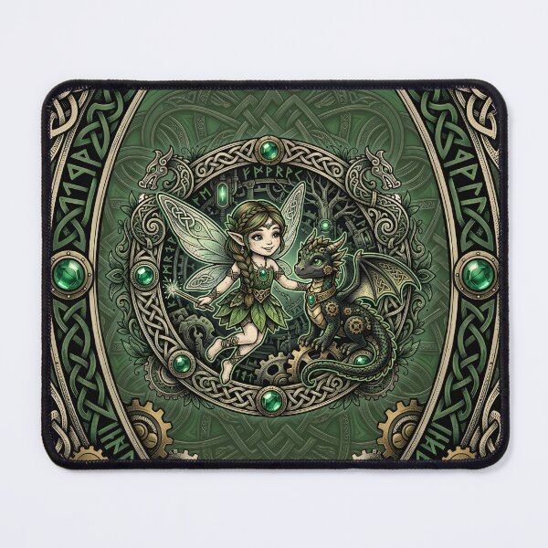 Item preview, Celtic Emerald Fairy & Dragon – Enchanted Fantasy. designed and sold by nicky2342.