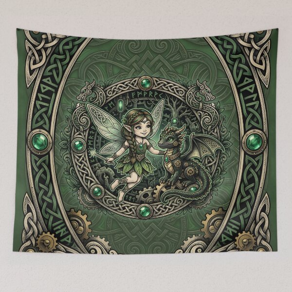 Item preview, Celtic Emerald Fairy & Dragon – Enchanted Fantasy. designed and sold by nicky2342.
