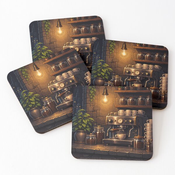 Item preview, Cozy Cafe Pixel Art: Midnight Espresso Bar designed and sold by bapupa.