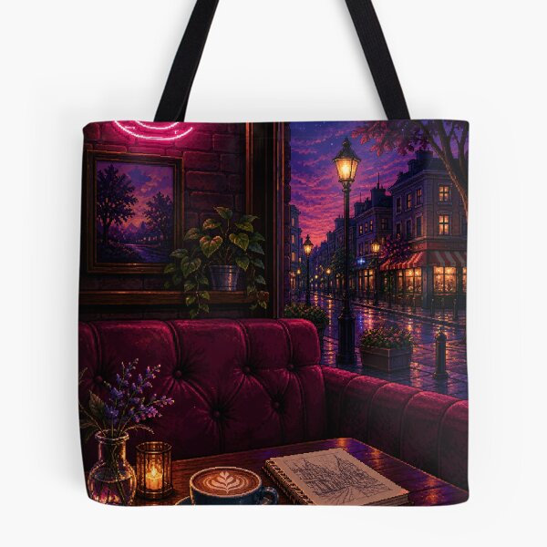 Item preview, Arte pixelado de cafetería acogedora: Asiento de bistró neón designed and sold by bapupa.
