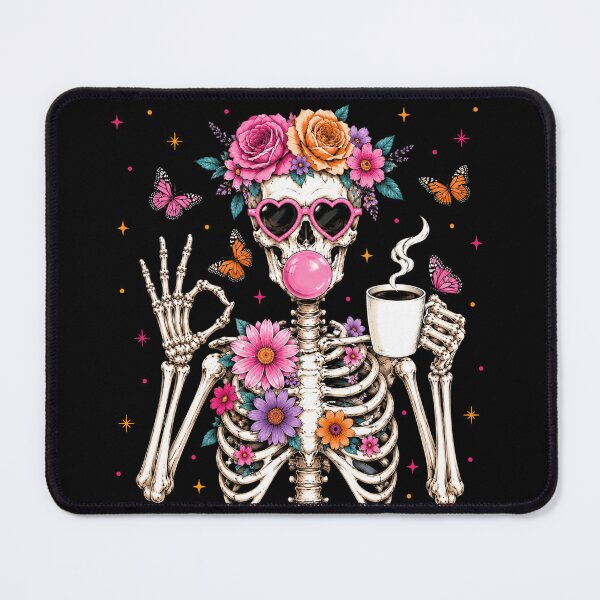 Item preview, Floral Skeleton Coffee Pink Halloween Retr designed and sold by varin-studio.