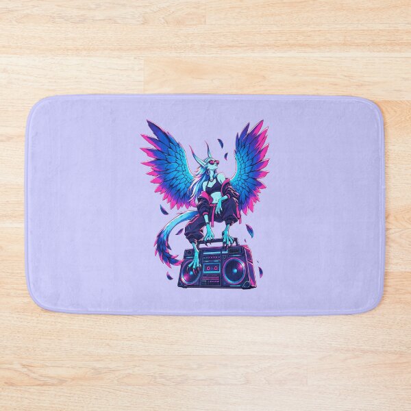 Item preview, Neon Harpy on a Boombox – Synthwave Streetwear Siren designed and sold by KungPowUnicorn.