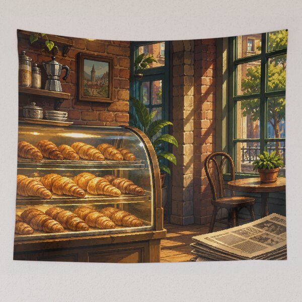 Aperçu de l'œuvre Café Cozy Pixel Art : Coin Boulangerie Pastel créée et vendue par bapupa.