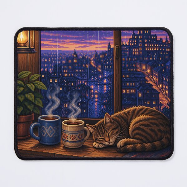 Item preview, Cozy Cafe Pixel Art: Rainy Window Counter designed and sold by bapupa.