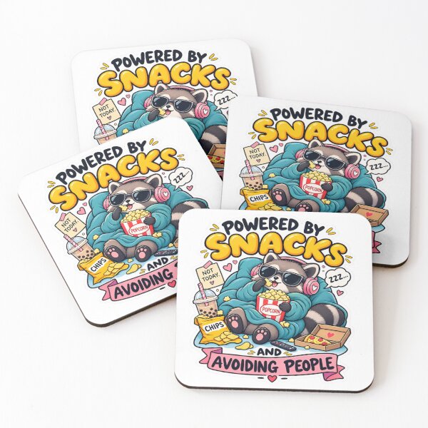 Item preview, Powered by Snacks and Avoiding People – Cute Raccoon Snack Lover Sticker designed and sold by Genzfirevibes.