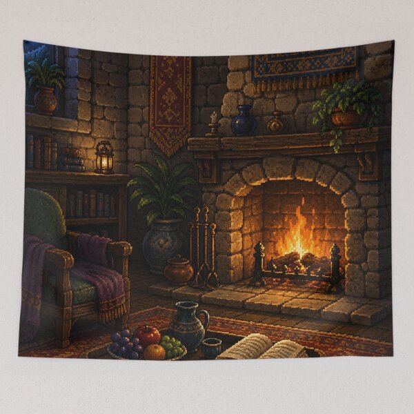 Aperçu de l'œuvre Pixel art chaleureux : Amber Hearth créée et vendue par bapupa.