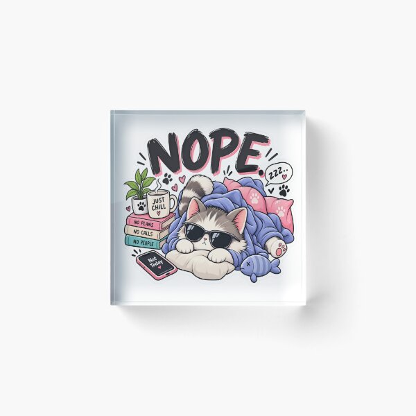 Item preview, Cute Cat NOPE Sticker – Funny Introvert Cat Saying No to People designed and sold by Genzfirevibes.