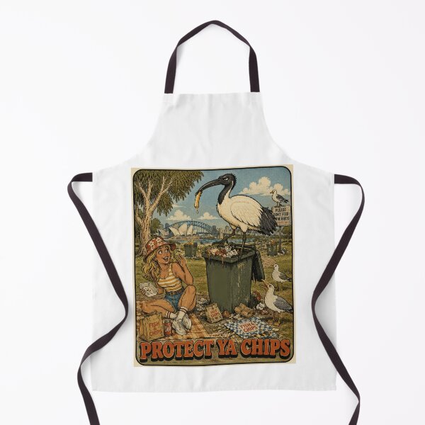 Item preview, PROTECT YA CHIPS Funny Bin Chicken Sydney Fish and Chips Seagull Retro Vintage designed and sold by Yellowriversss.
