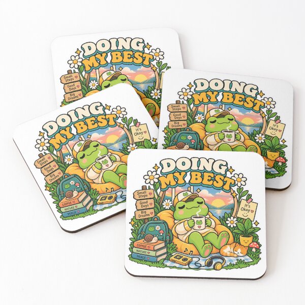 Item preview, Doing My Best Cute Frog Sticker – Positive Self Care Motivational Design designed and sold by Genzfirevibes.