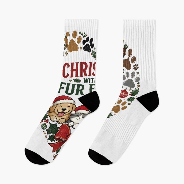 Item preview, Christmas With My Fur Family Paw Print Family Wreath Design designed and sold by KristenosNehk.