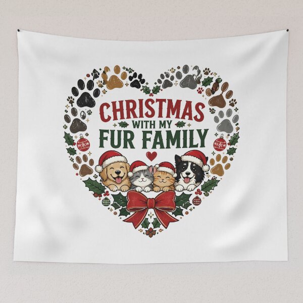Item preview, Christmas With My Fur Family Paw Print Family Wreath Design designed and sold by KristenosNehk.
