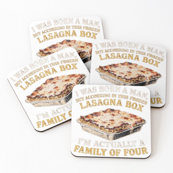 Item preview, I Was Born A Man Frozen Lasagna Box Family Of Four Funny Food Meme designed and sold by JapanAnimeSH2.