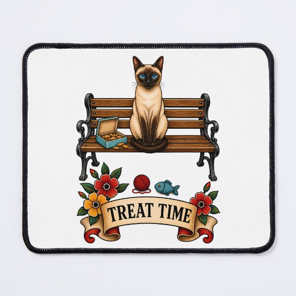 Item preview, Siamese Cat Treat Time Park Bench designed and sold by Old's Cool Cat Studio.