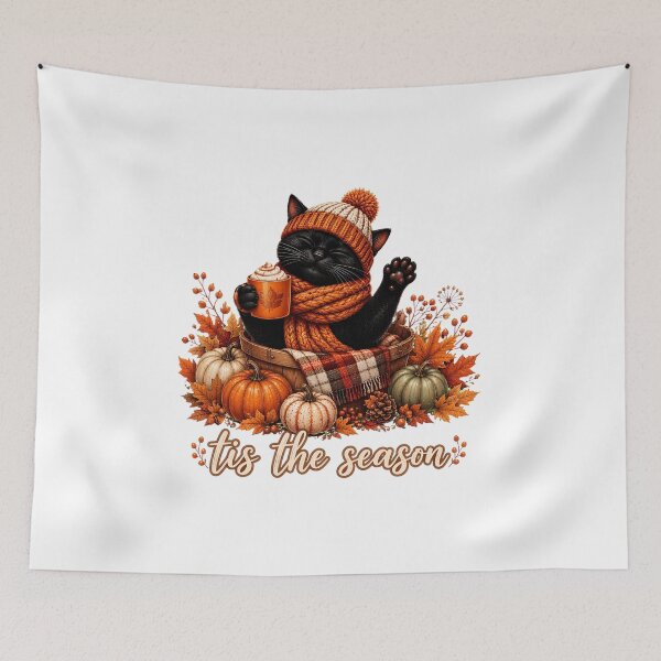 Item preview, Tis The Season Autumn Black Cat designed and sold by Tanjaberto.