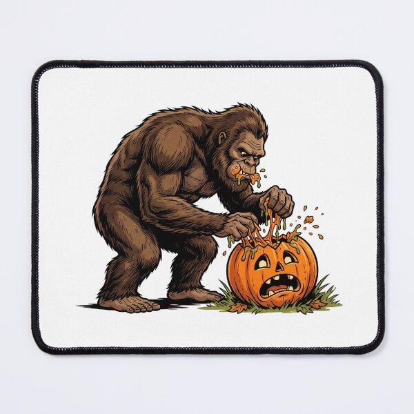 Item preview, Sasquatch Eating the Guts of a Cute Halloween Jack O Lantern Pumpkin designed and sold by Spank My Yeti.